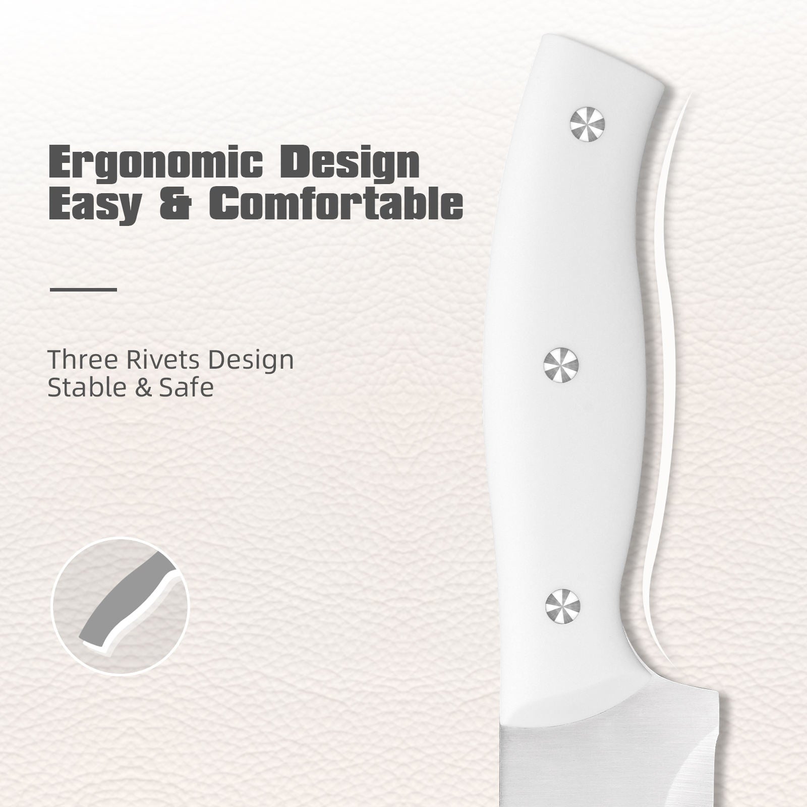 15 Pieces Of White Carbon Steel Blade Kitchen Knife Set, Equipped With A Genuine Wooden Frame, Internal Sharpener, And Kitchen Scissors - Dkakashop