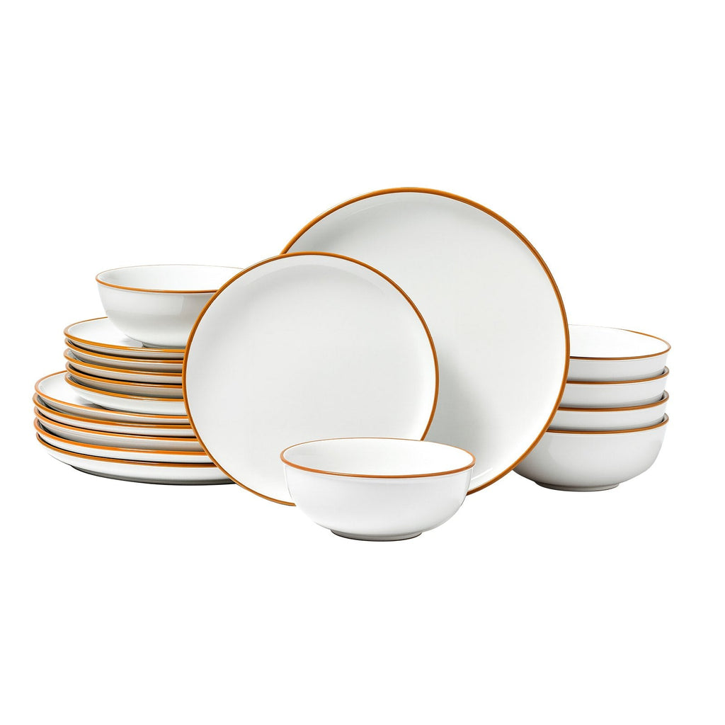 18 PCS Dinnerware Set Ceramic Plates And Bowls Sets Service For 6 White - Dkakashop