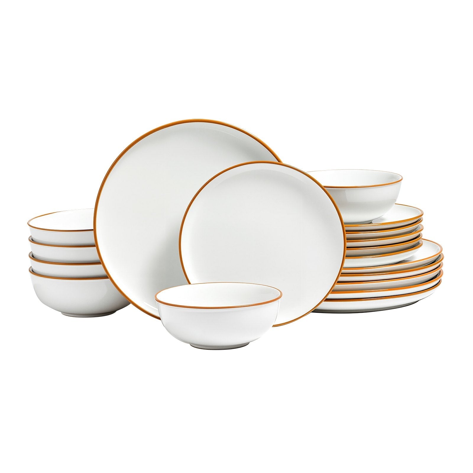 18 PCS Dinnerware Set Ceramic Plates And Bowls Sets Service For 6 White - Dkakashop