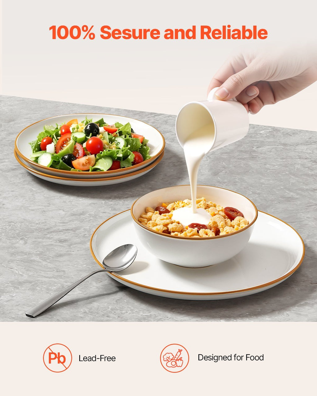 18 PCS Dinnerware Set Ceramic Plates And Bowls Sets Service For 6 White - Dkakashop