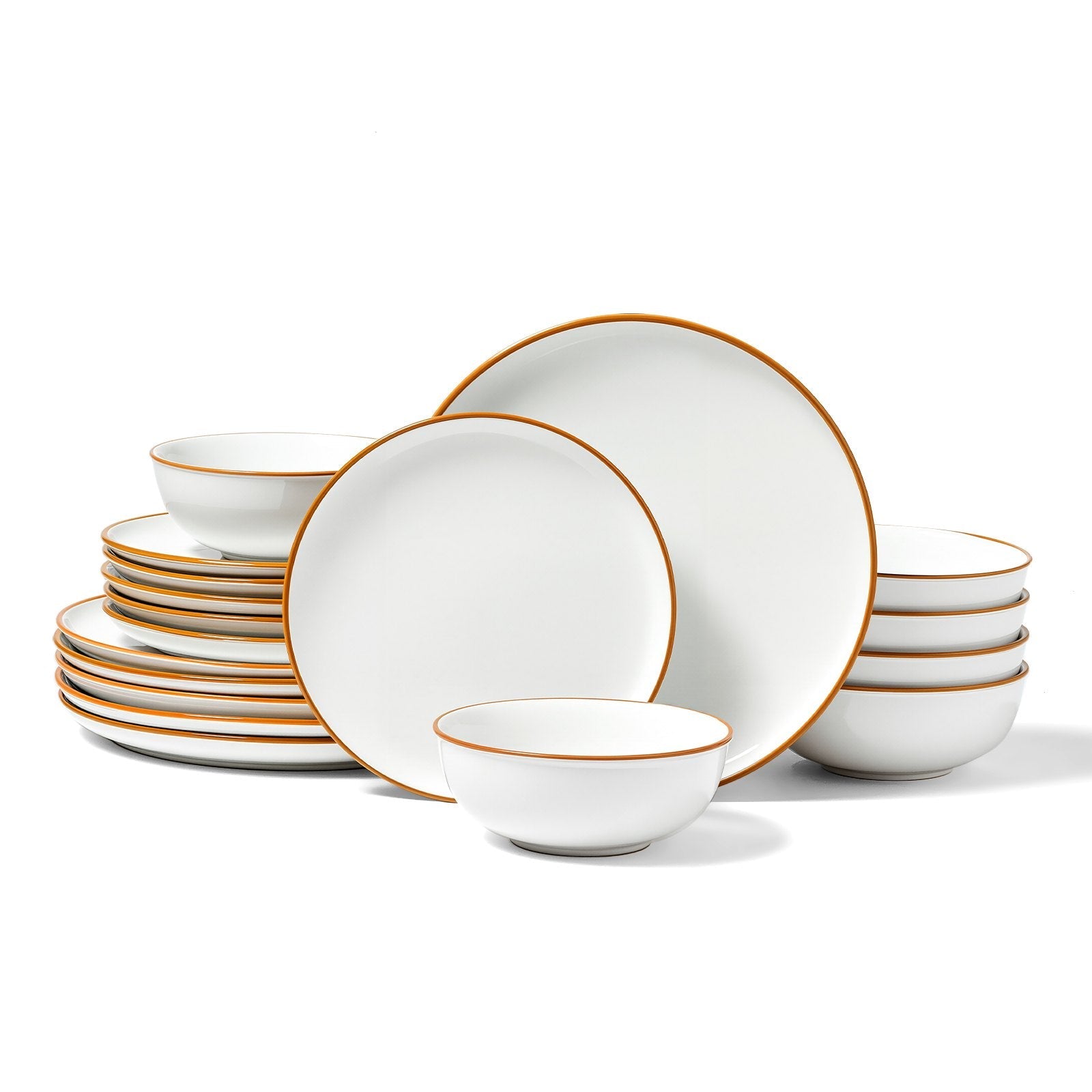 18 PCS Dinnerware Set Ceramic Plates And Bowls Sets Service For 6 White - Dkakashop