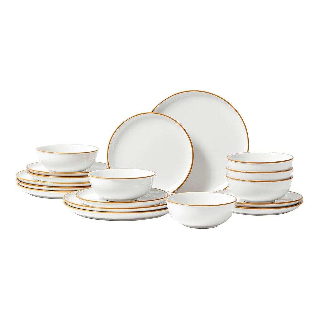 18 PCS Dinnerware Set Ceramic Plates And Bowls Sets Service For 6 White - Dkakashop