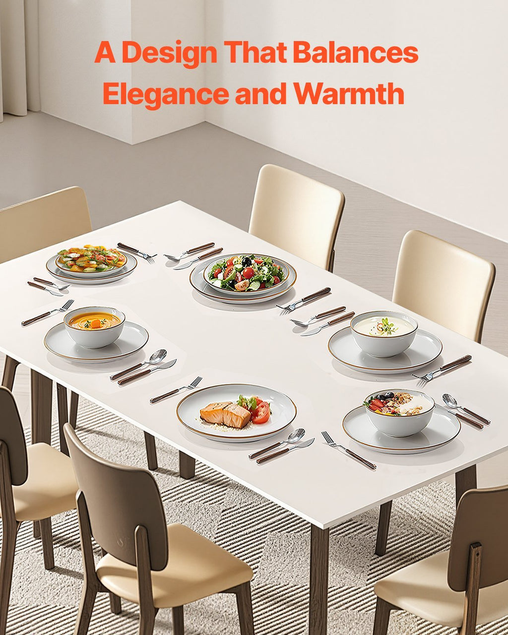 18 PCS Dinnerware Set Ceramic Plates And Bowls Sets Service For 6 White - Dkakashop