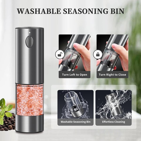 2PCS Electric Salt And Pepper Grinder Set - Battery - powered Spice Grinder, Adjustable For Coarseness, Perfect For Home Kitchens, Durable Plastic, Electric Salt And Pepper Grinder, Automatic Grinder - Dkakashop