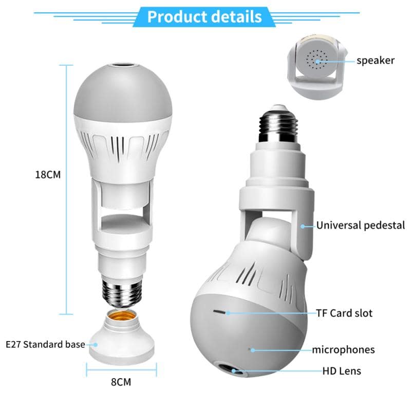 360° Panoramic Hidden Light Bulb Wifi Camera - Dkakashop
