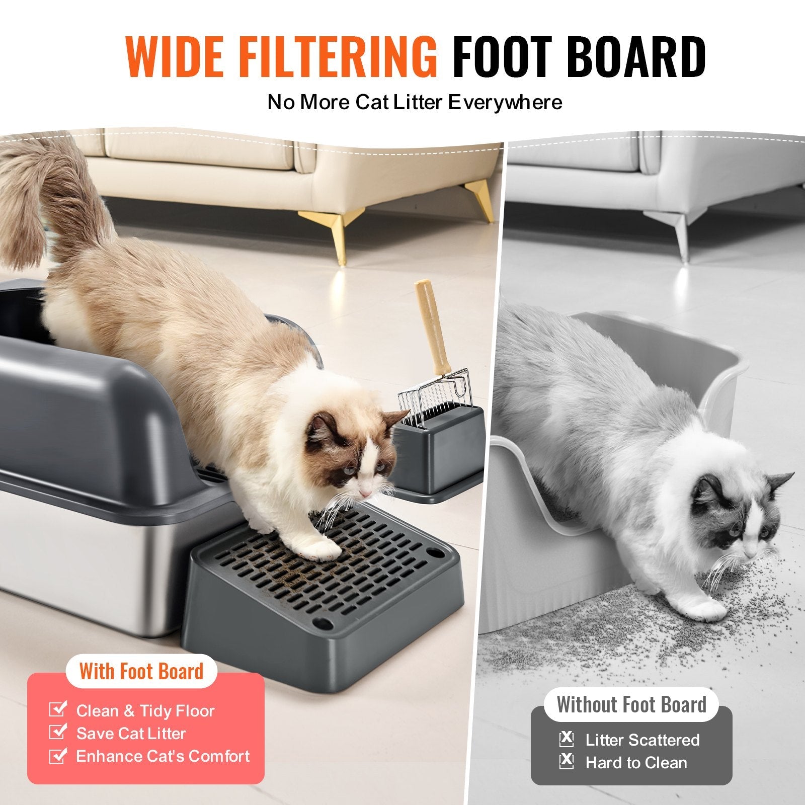 6 In Deep Cat Litter Box Odor - Free Litter Box With Filtering Foot Board - Dkakashop