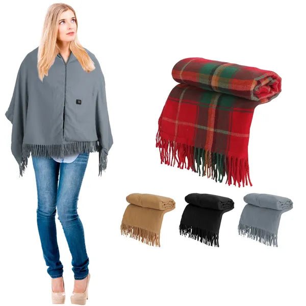 77x24In USB Heated Shawl With Teasel Wearable Heating Blanket Electric Throw Wrap Indoor Outdoor With Zipper 3 Heating Levels Machine Washable For Outdoor Home Office - Dkakashop