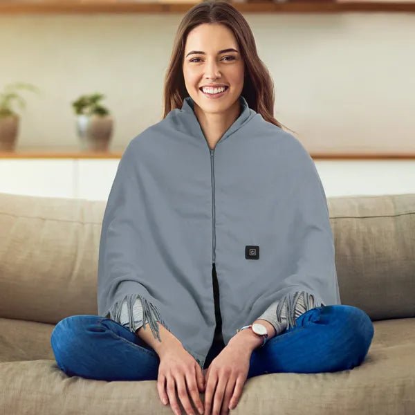 77x24In USB Heated Shawl With Teasel Wearable Heating Blanket Electric Throw Wrap Indoor Outdoor With Zipper 3 Heating Levels Machine Washable For Outdoor Home Office - Dkakashop