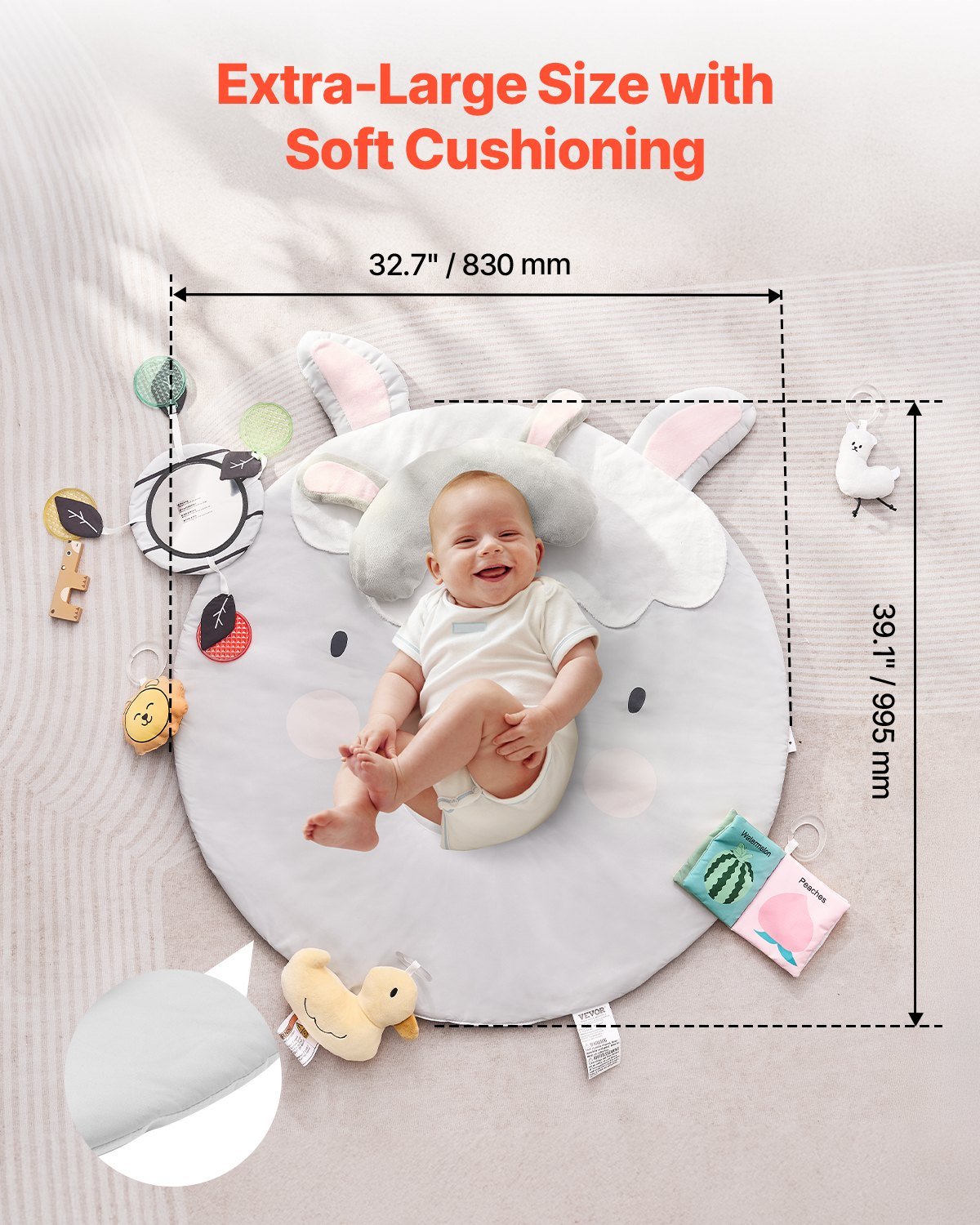 Baby Play Gym Mat Tummy Time Activity Mat With 5 Sensory Toys - Dkakashop