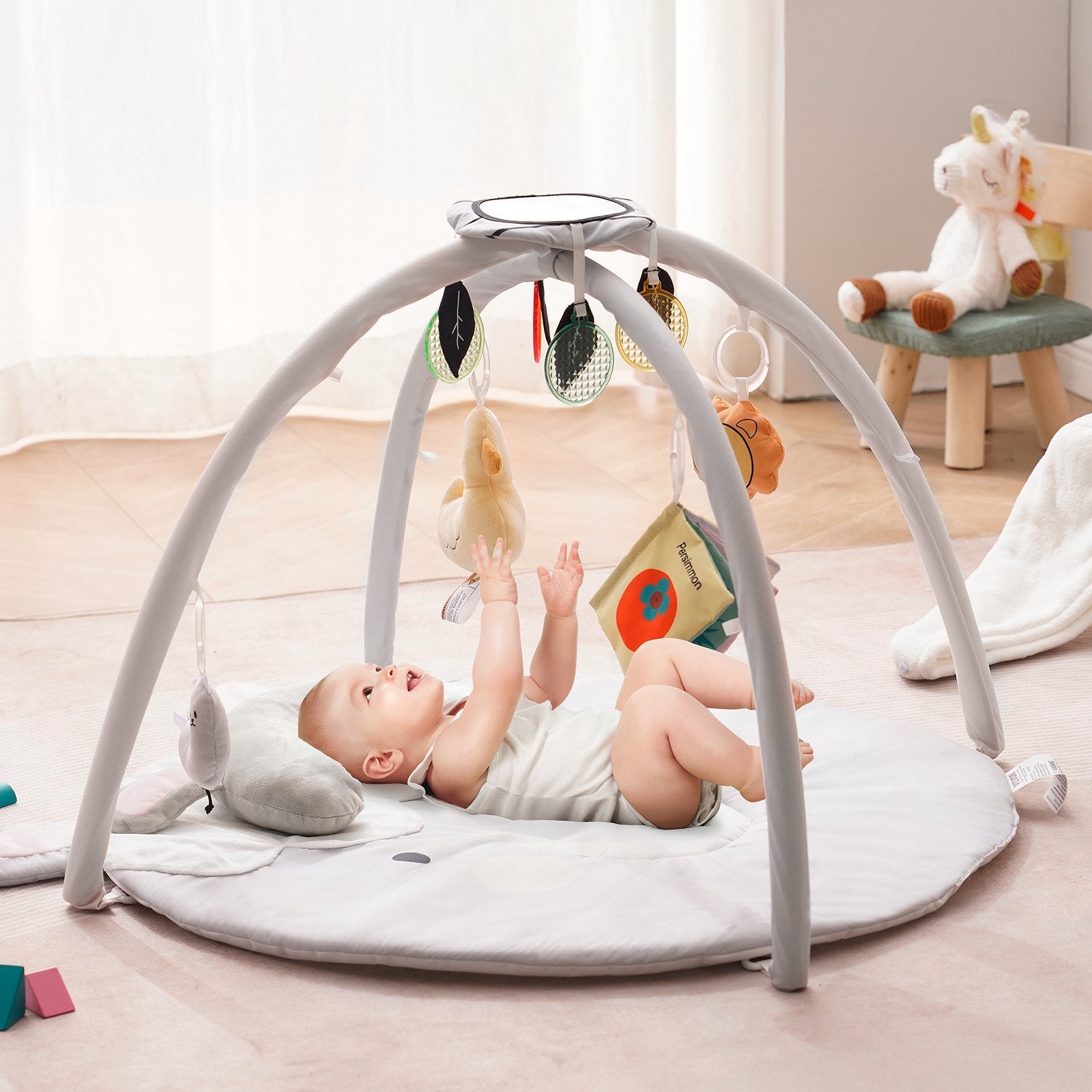 Baby Play Gym Mat Tummy Time Activity Mat With 5 Sensory Toys - Dkakashop